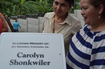 Silvia and Albi by the dedication sign for the playground our team built. The playground was dedicated to Carolyn Shonkwiler, who passed away in 2013 from breast cancer. It was amazing watching the Shonkwiler family work in her honor to bring such such joy to the children at the CDI.